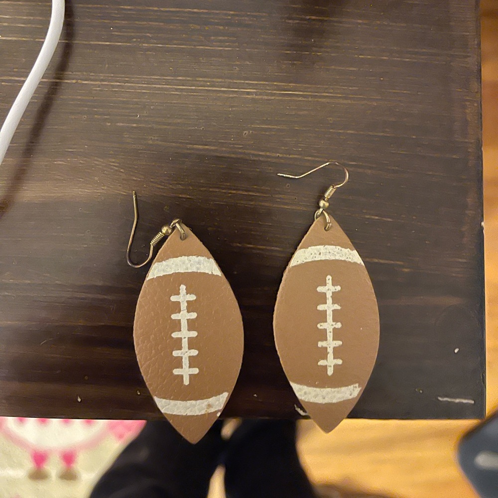 Brown Football Earrings